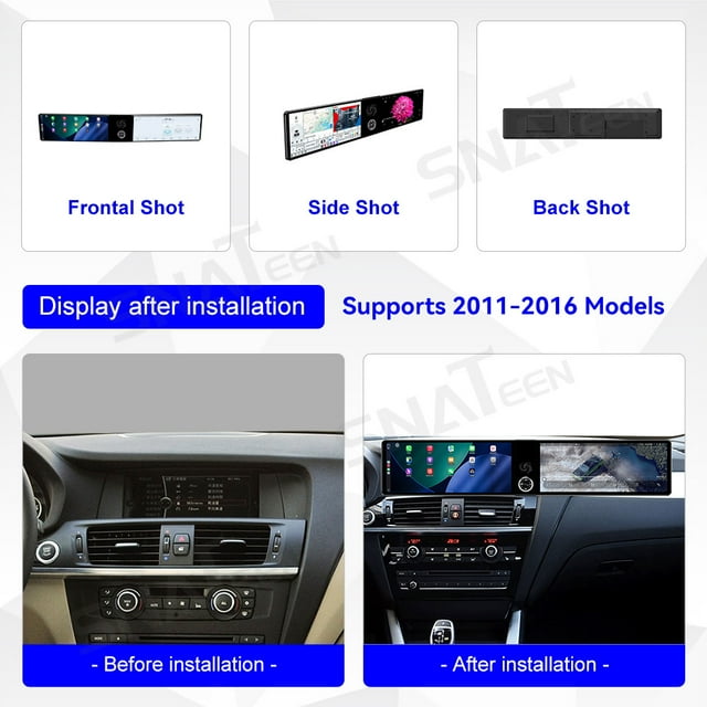 SNATEEN Dual 12.3 inch Carplay Screen/Radio/Multimedia Player for BMW X3/X4 2011-2016 Models Universal Car Navigation/GPS Upgrade Headunit Android Display 1080P Touch Screen Replace System
