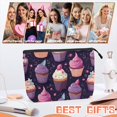 thumbnail image 6 of Makeup Bag Small Toilet Cosmetic Bags Travel Makeup Case Waterproof for Women Girls 6.7X9.45inches - Cupcakes With Berry Toppings on A Deep Purple Background, 6 of 7