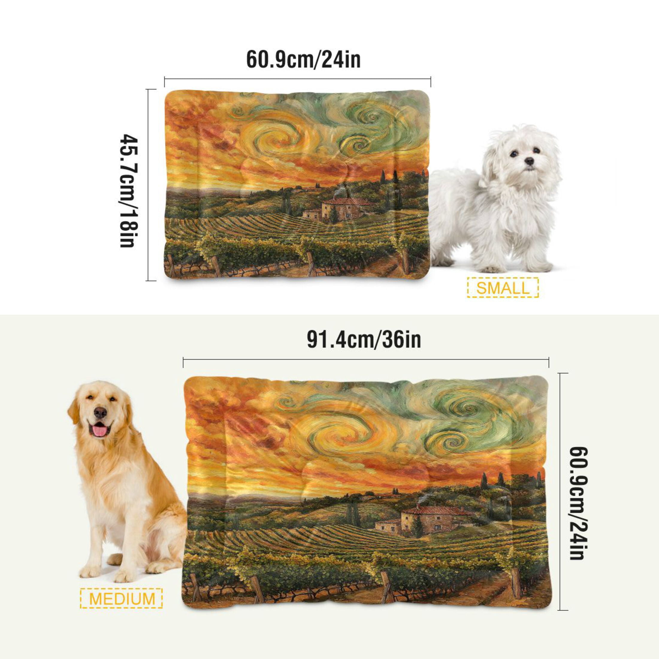Qxltty Beautiful Vineyard Ped Pad Wear-resistant and Hard to Bite Through Sleeping Pad for Small Medium Large Dogs Winter Pet Bed 36×24in