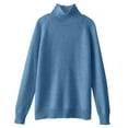 thumbnail image 5 of Curuila Women Turtleneck Sweater Knitted Solid Color Long Sleeve Soft Warm Thick Loose Autumn Winter Pullover Blue Size L, 5 of 5