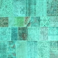 thumbnail image 1 of Ahgly Company Machine Washable Indoor Square Patchwork Turquoise Blue Transitional Area Rugs, 4' Square, 1 of 4