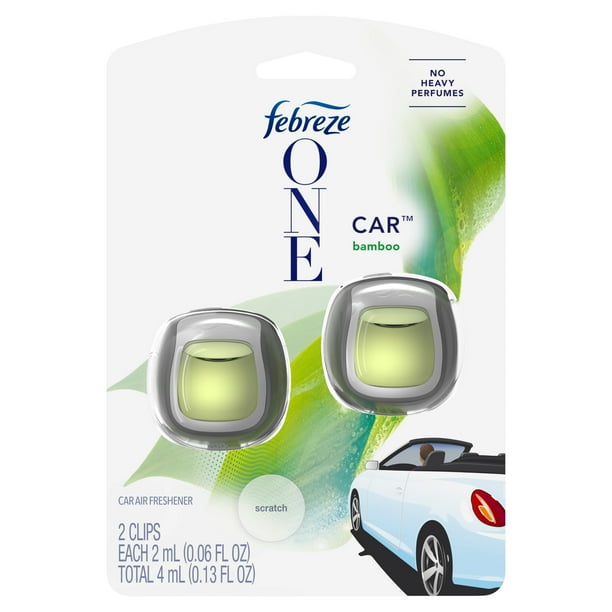 Febreze One Car Air Freshener Vent Clips, Bamboo, 2 count