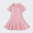 thumbnail image 2 of THDHVS Girls Casual Dresses,Summer Dresses for Kids,Kid's Summer Solid Color Short Sleeve Collar Dress Daily Casual Skirt Pink 6-7 Years, 2 of 4