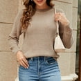 thumbnail image 4 of VISALY Pullover Crewneck Sweatshirt Crochet Sweaters Casual Long Sleeve Pullover Sweaters O Neck Oversized Ribbed Knit Fall Winter Sweater Loose Fit Hoodie Baggy Sweaters Tunic Sweater Khaki S, 4 of 8