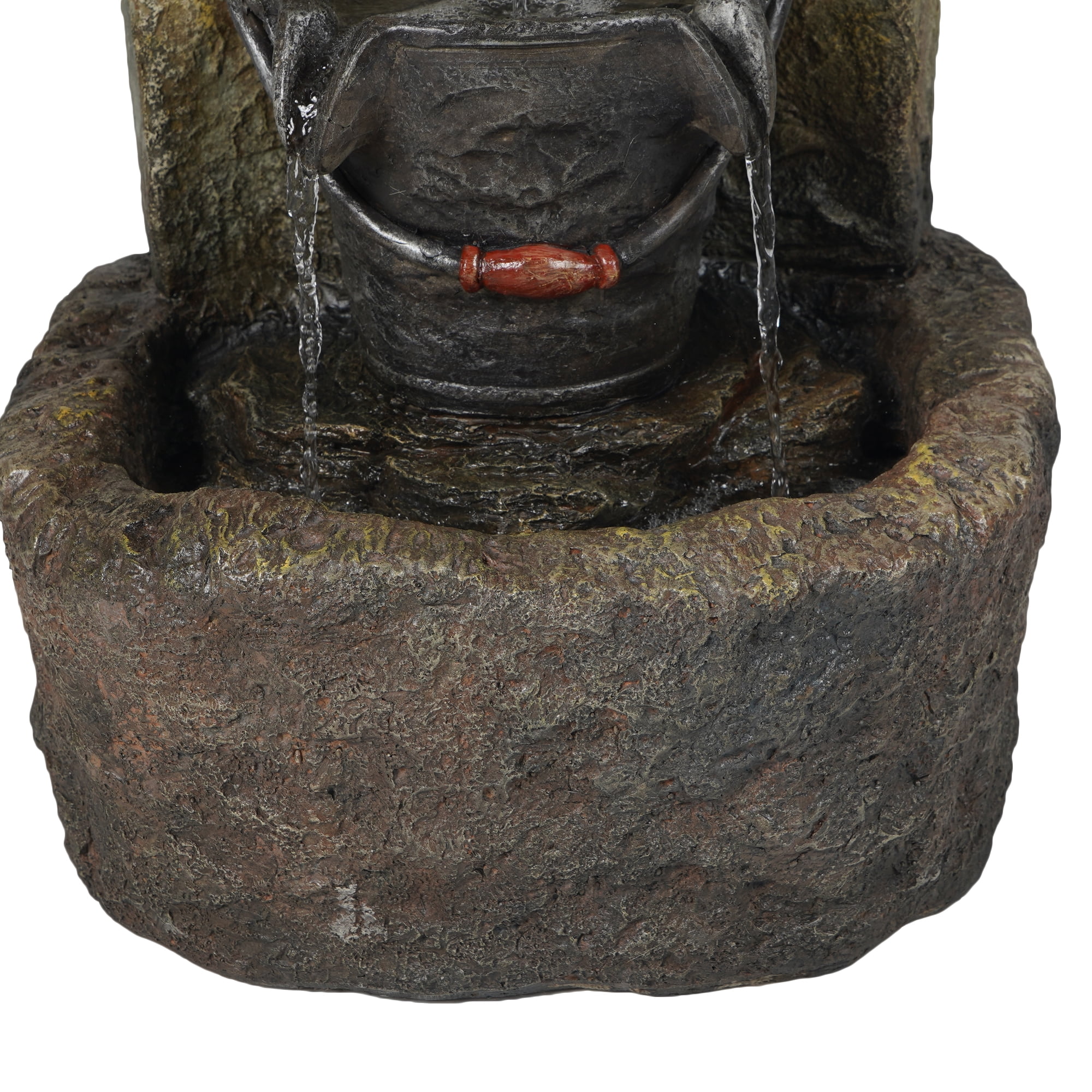 LuxenHome Resin Ducks Outdoor Fountain with LED Light