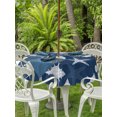 thumbnail image 3 of Outdoor Tablecloth with Umbrella Hole for Patio/Picnic/Party/Camping, Navy Blue Coastal Waterproof Table Cloth Round Cover Washable, Summer Ocean Nautical Starfish Shells (Dia 54"), 3 of 9