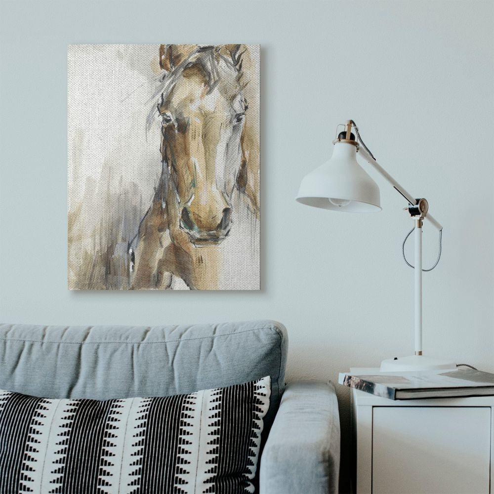 Stupell Industries Horse Portrait Orange Brown Animal Watercolor Painting Canvas Wall Art by Ethan Harper
