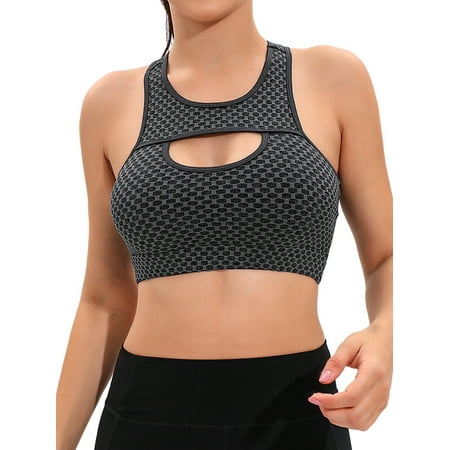 

FUTATA Women s Sexy Cutout Sports Bra Workout Yoga Bra Fitness Stretch Bra Workout Yoga Sports Bra Medium Support Racer Back Design Crop Top