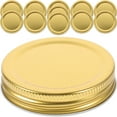 thumbnail image 1 of 10 tapas de boca ancha para tarros de conserva de 70 mm, de metal, con cierre hermético a prueba de fugas para yogur, mermelada y miel, color dorado., 1 of 7