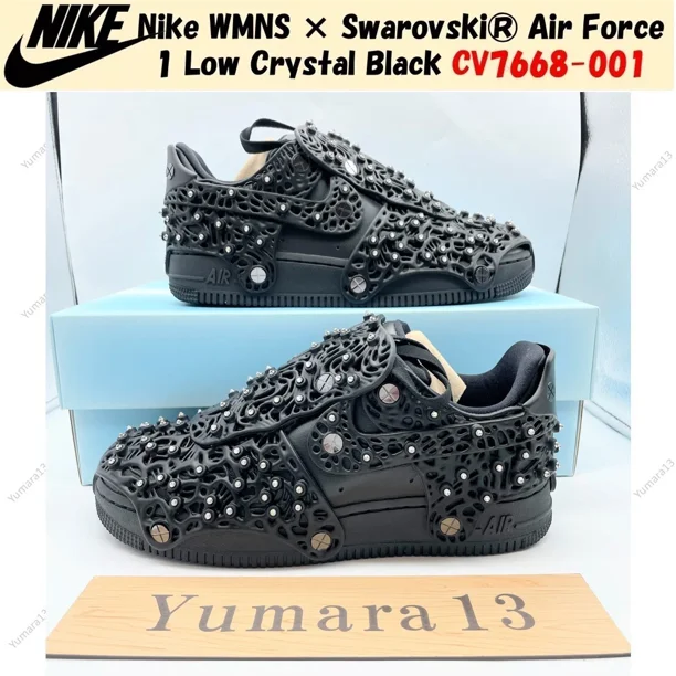 Nike WMNS × Swarovski? Air Force 1 Low Crystal Black CV7668-001 Women's Size