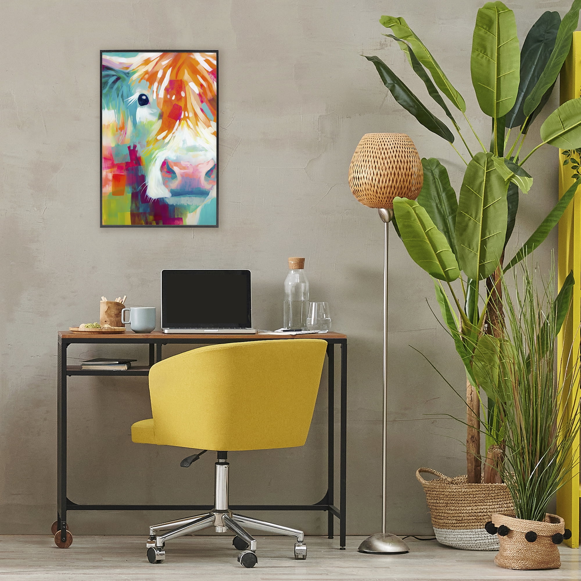 Stupell Industries Highland Portrait in Brights Black Framed Giclee Art, design by Chromatic Storm Studio