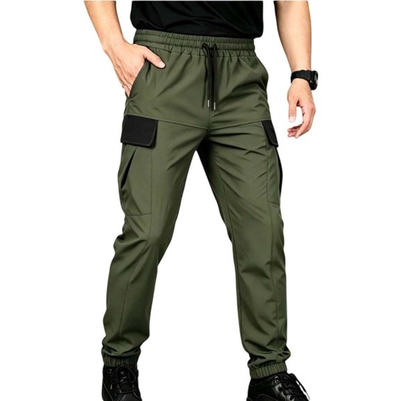 Zpanxa Mens Jogger Pants Nylon Tactical Cargo Jogger Pants with Drawstring Waist and Multi Pockets
