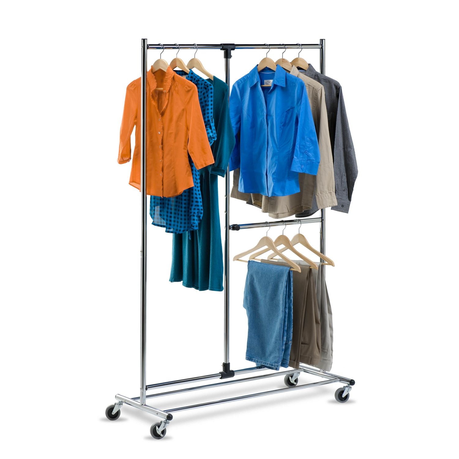 Honey-Can-Do 2-Tier Rolling Garment Rack, Silver
