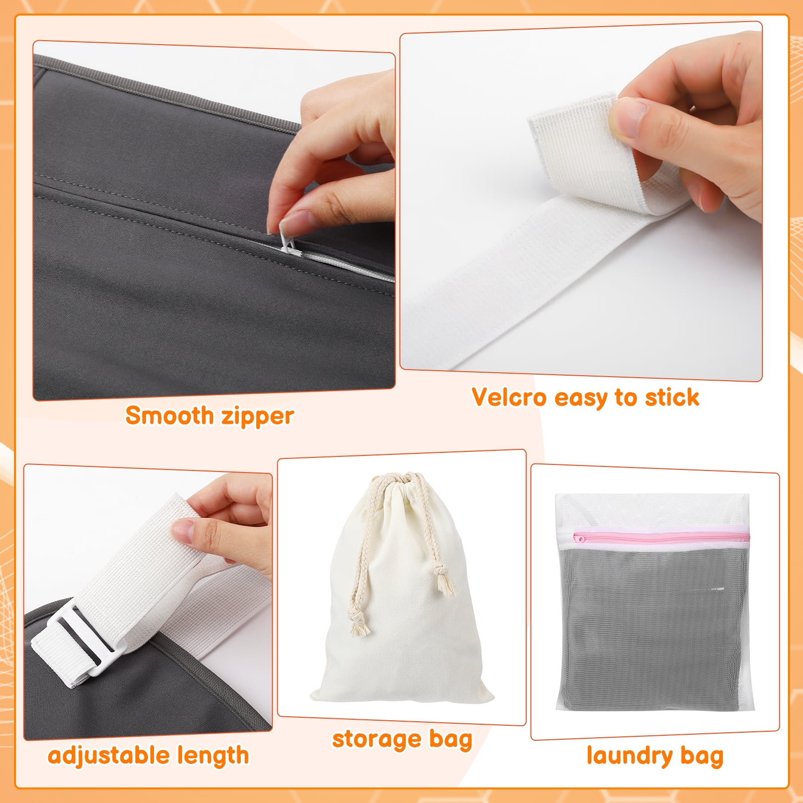 Abaima 11 Pack Castor Oil Wrap Pack, Reusable Organic Castor Oil Wrap Pack with Laundry Bag and Organizer Bag, Organic Flannel Cotton Castor Oil Compress Pads for Women