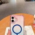 thumbnail image 6 of Magnetic Gradient Translucent Case for iPhone 16 Plus, [Compatible with Magsafe] Slim Shockproof TPU Edge Fashion Protective Phone Cover, for Women and Girls, Pink+Blue, 6 of 10