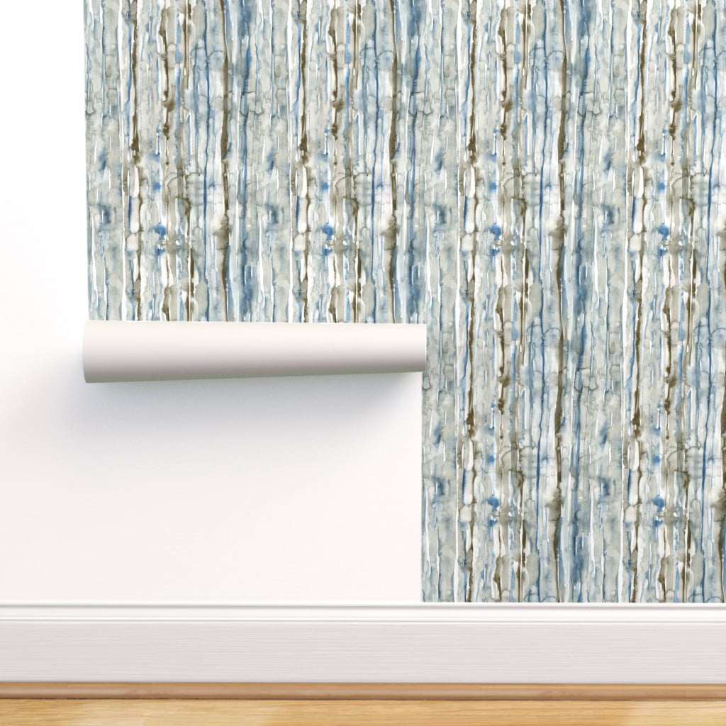 PeelandStick Removable Wallpaper Watercolor Lines Blue Texture