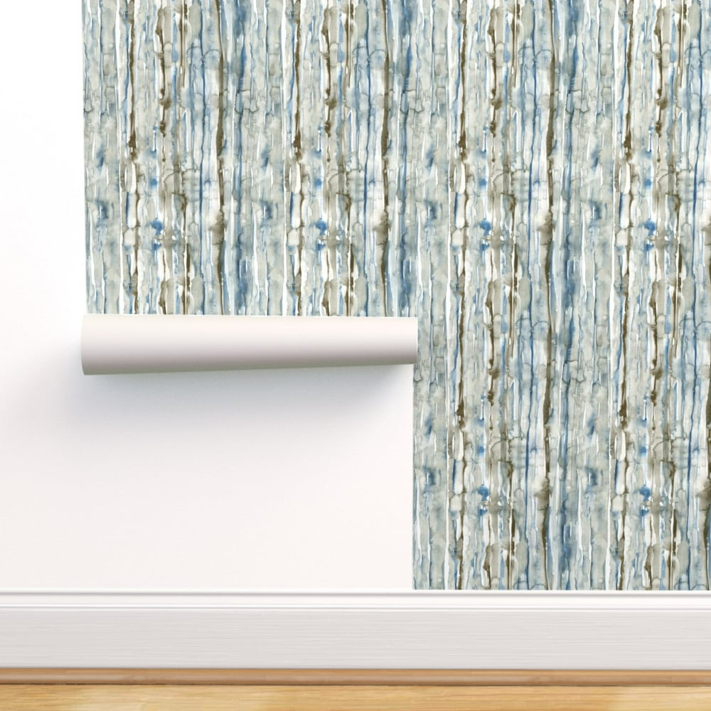 PeelandStick Removable Wallpaper Watercolor Lines Blue Texture