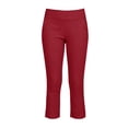 thumbnail image 7 of HongQid Women's Cropped Pants Elastic Waist Rolled Hem High Waisted Casual Work Petite Capri Trousers with Pockets, 7 of 7