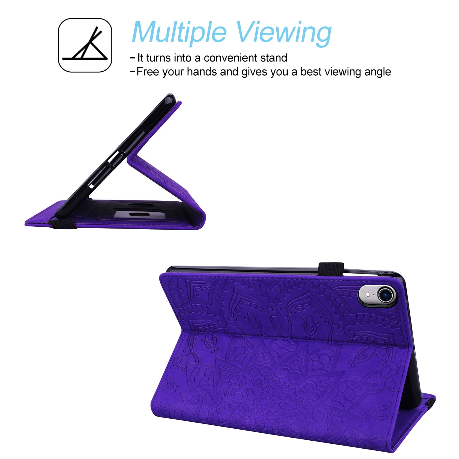 Tarise for Apple iPad 10th Generation Case with Pencil Holder, 2022 iPad 10.9 Inch Case, Embossed PU Leather Shockproof Folio Stand Shell Slim Cover Case for iPad A2757 A2777, Purple