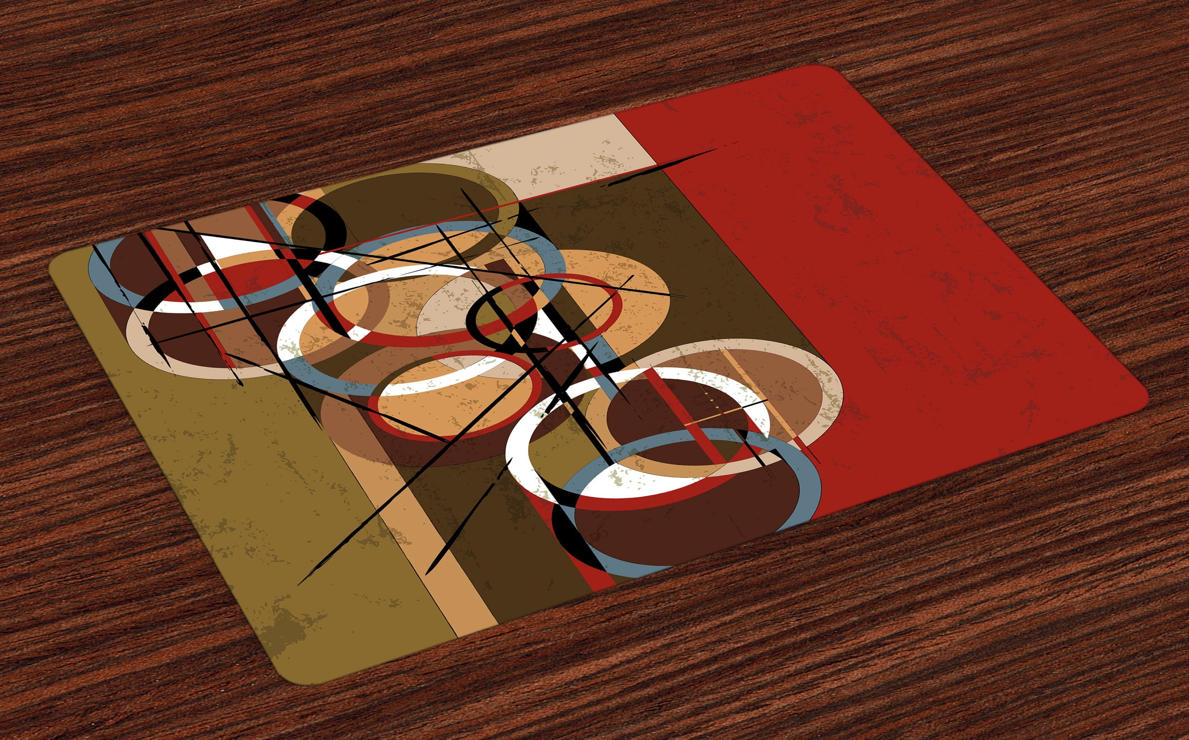 Modern Art Placemats Set of 4 Retro Surreal Abstract Circular and