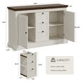 thumbnail image 3 of 48 Inches Buffet Cabinet with Storage, 34" Tall Farmhouse Sideboard Buffet with 3 Drawers and 2 Doors, Rustic Wood Coffee Bar Cabinet with Adjustable Shelves,Credenza for Kitchen,Living Room, White, 3 of 7