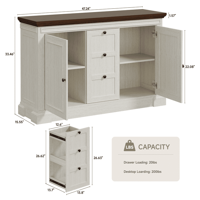 48 Inch Buffet With Storage 48 Inch Farmhouse Sideboard Buffet Cabinet ...