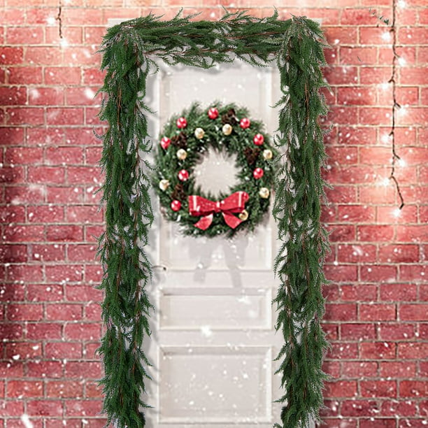 Adornos navideños, adornos navideños, hierba de cola de gato de imitación, ratán, goma suave, decoración verde, marco de puerta, decoración del hogar, ventana, colgante, hierba de cola de gato de imit