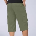 thumbnail image 3 of OGLCCG Men's 3/4 Long Cargo Shorts Cotton Casual Twill Elastic Below Knee Loose Capri Pants Multi-Pocket Athletic Workout Capris for Big and Tall Men, 3 of 5