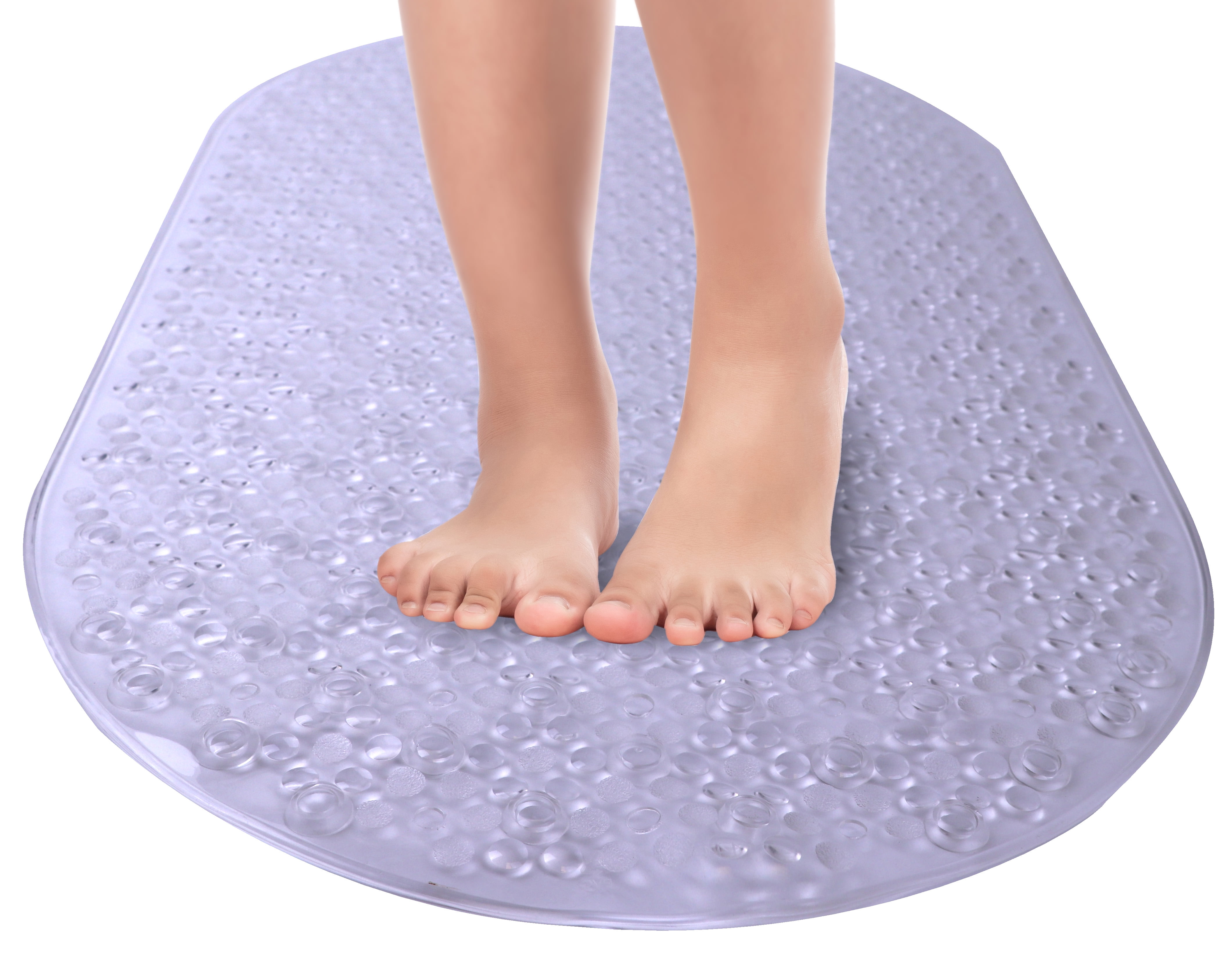 (3 pack) Mainstays Oval Bubble Bath Vinyl Tub Mat, Clear, 16" x 27"