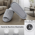 thumbnail image 2 of 2 Pairs Non-Slip Indoor Cotton Slipper Set, Washable Waffle House Sandals, Lightweight Soft Open-Toe Unisex Slippers for Home, Bedroom, Guest, Spa, Travel, Everyday Use – Made in Korea (Light Gray), 2 of 13