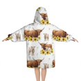 thumbnail image 2 of White Highland Cow Sunflower Calf Pattern Blanket Hoodies for Kids 6-13YR Oversize Wearable Blanket Hoodies for Boys Girls Teens, 2 of 7