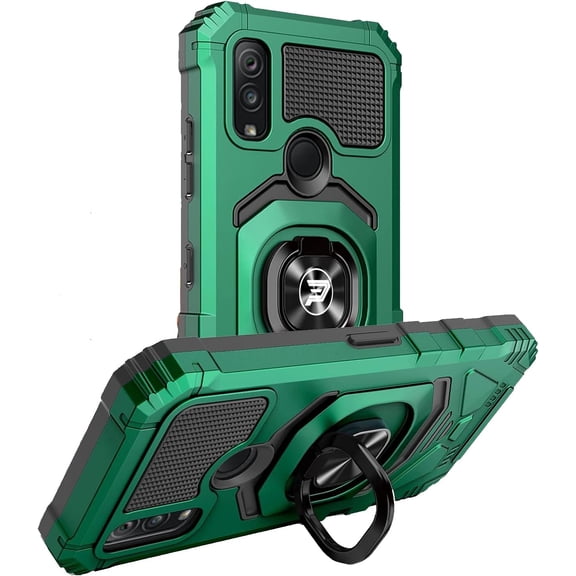 Wireless PROTECH Case Compatible with Kyocera DuraSport 5G C6930, Ring Kickstand Magnetic Car Mount, PC and TPU Impact-Resistant Protective Case (Dark Green)