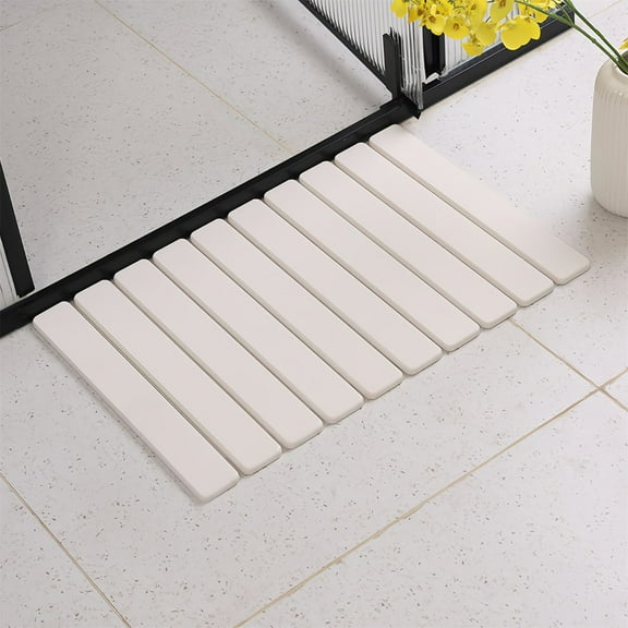 YAZHPA Foldable Stone Bath Mat, Non Slip Quick Dry Diatomite Bathroom Rugs, Drying Mat for Bathroom/Kitchen Counter White