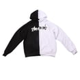 thumbnail image 2 of Sudadera con capucha para hombre, de manga larga, con bloques de color, cómoda y moderna, para la escuela, el trabajo, citas, reuniones, color negro y blanco, talla L, 2 of 15