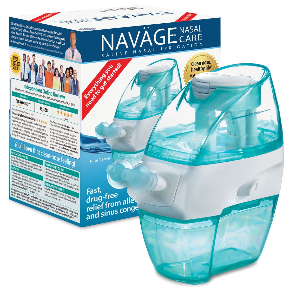 Navage Nasal Care Starter Bundle Navage Nose Cleaner and 20 SaltPod Capsules