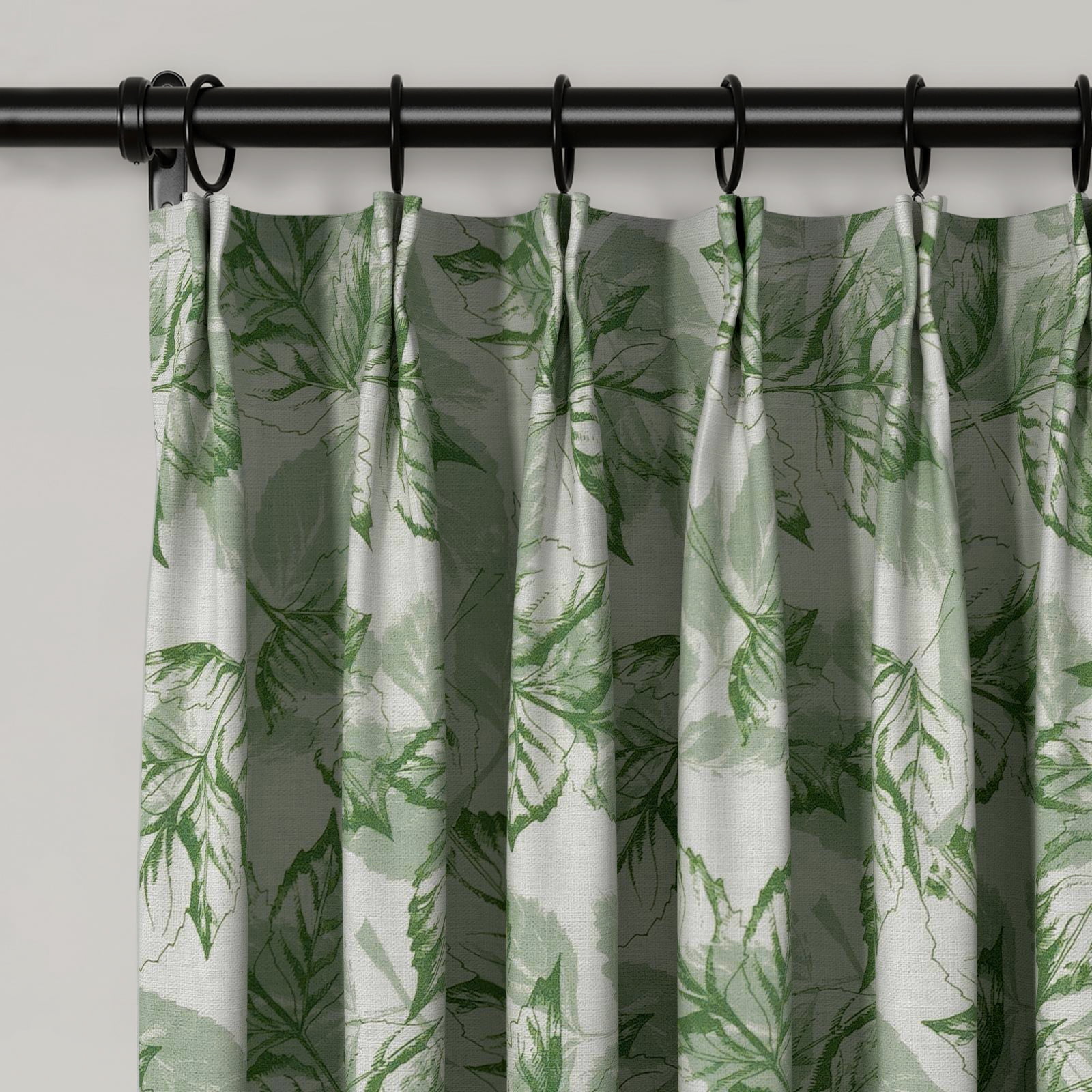 TWOPAGES 84"x84" Pinch Pleated Curtain Boho Print Linen Blend Light Filtering Drape for Guest Room, 1 Panel, Broadleaf