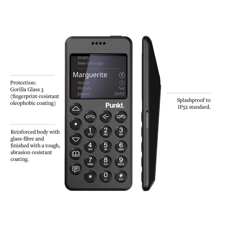 Punkt. MP02 Minimalist 4G LTE Cell Phone - AT&T/T-Mobile w/ Nano