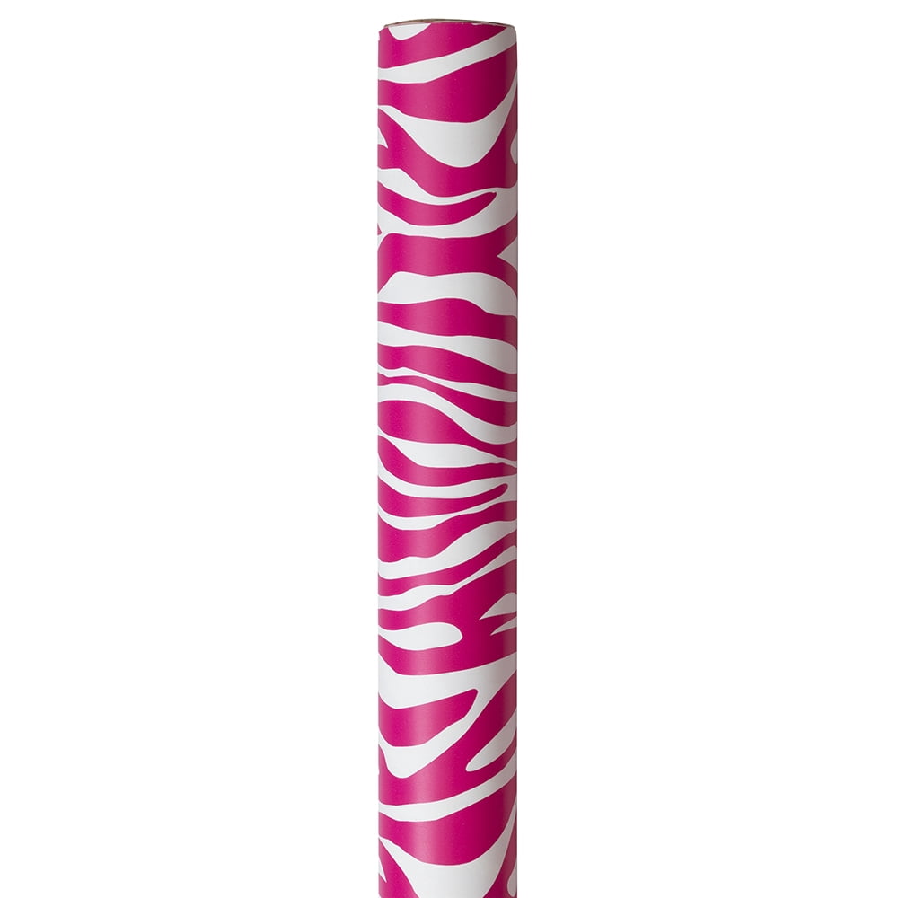 JAM Paper Pink & White Zebra Wrapping Paper, 50 Sq ft. Total, 2 per Pack