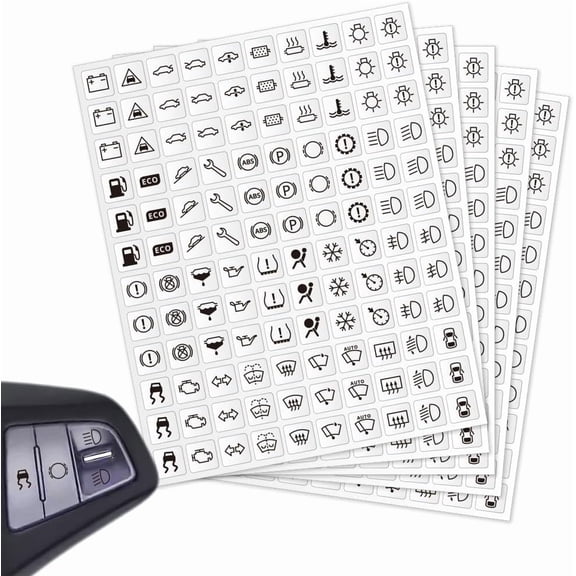 600 Pcs Car Switch Panel Stickers 40 Designs Auto Switch ID Label Decals Black Dash Board Switch Label Decals DIY