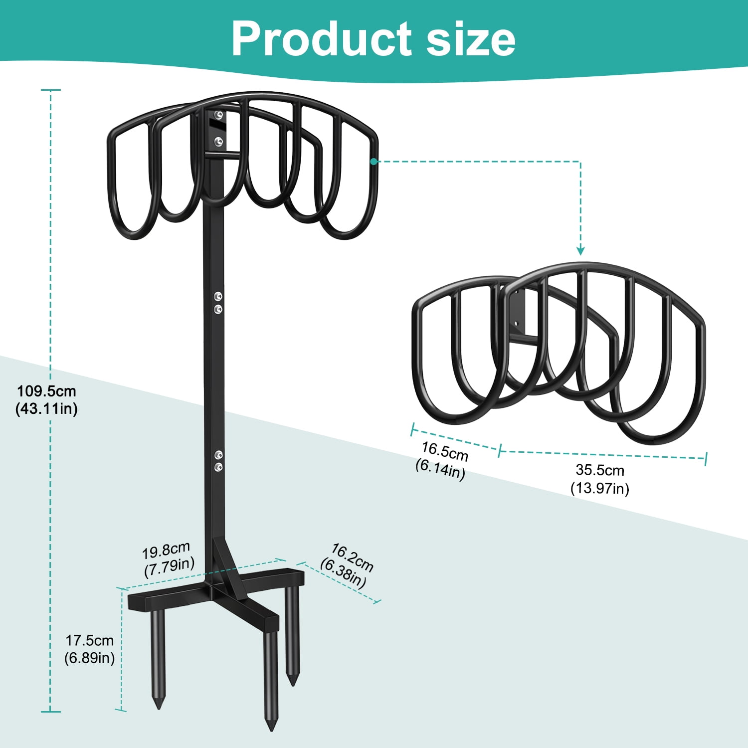 Garden Hose Holder, 3 Spikes Freestanding Outdoor Hose Stand, Heavy Duty Water Hose Holder Rack and Storage Organizer for Lawn/Yard/Garden