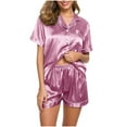thumbnail image 6 of Awdenio Satin Pajamas Women's Fashion Short Sleeve Summer Sleepwear Soft Silk Button Down Loungewear Pjs Shorts Set S-XXL, 6 of 6