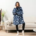 thumbnail image 5 of PAVILIA Blanket Hoodie for Women Blue, Sherpa Wearable Blanket Men, Cozy Oversized Sweatshirt Blanket, Warm Fleece Hooded Blanket Sweater with Sleeves and Two Big Pocket, Blue Snowflake, 5 of 9