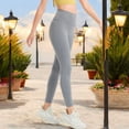 thumbnail image 3 of High Waist Seamless Full-Length Leggings with Stretchy Comfort Fit- Large, Gray, 3 of 5