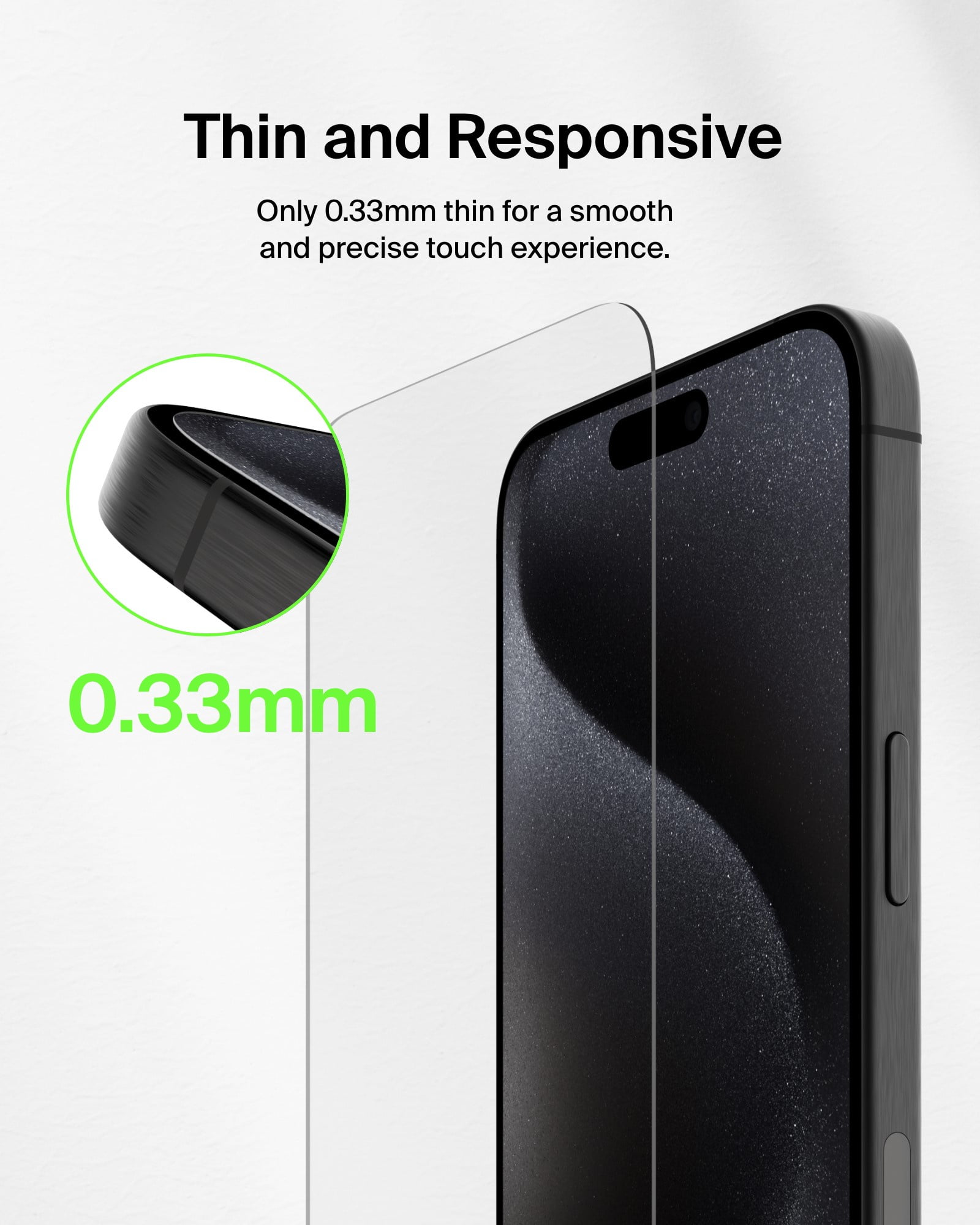 Belkin ScreenForce TemperedGlass Treated Screen Protector for iPhone 16, iPhone 15, & iPhone 14 Pro - Scratch-Resistant w/ - Includes Easy Align Frame for Bubble Free Application