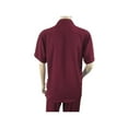 thumbnail image 4 of Men INSERCH 2pc Walking Leisure Suit Shirt Pants Set Short Sleeves 9356 Burgundy, 4 of 7