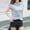 Blue, variant on Women's Short Sleeve Hoodie, Casual Loose Fit Hooded Top, Summer Soft Pullover
