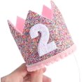 thumbnail image 5 of Corona de arco iris para la segunda fiesta de cumpleaños: corona de cumpleaños con purpurina, sombreros de cumpleaños para niños, accesorios para fotos de cumpleaños del bebé, decoración de cumpl, 5 of 5
