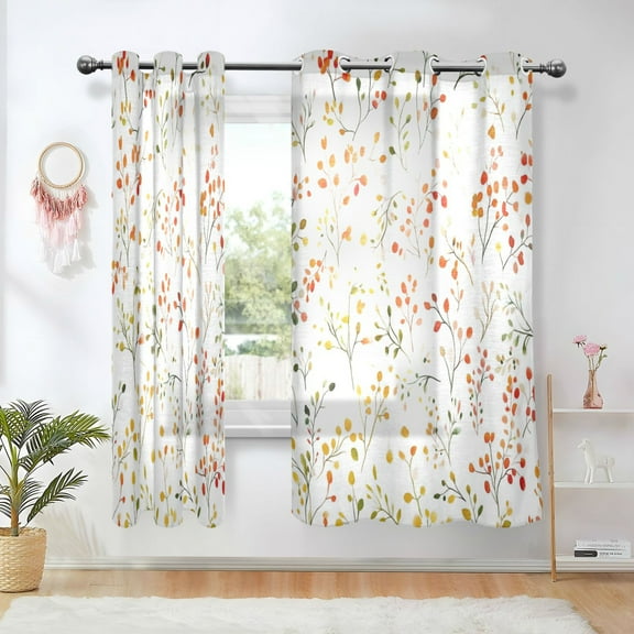 Yayeee Window Curtains Set of 2 for Living Room Light Filtering 63"x42", Small Floral Pattern