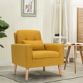 thumbnail image 2 of Costway  Accent Chair Upholstered Linen Armchair Sofa Chair w/Waist Pillow Yellow, 2 of 11