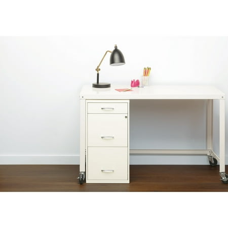 Hirsh - Metal 3-Drawer Organizer File Cabinet with Pencil Drawer - Pearl White